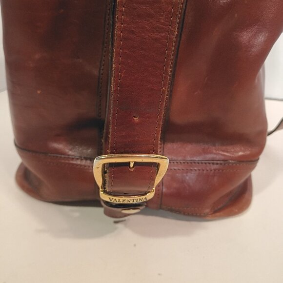 Vintage VALENTINA Brown Leather Bucket Sling Pack Made in Italy - Picture 8 of 15